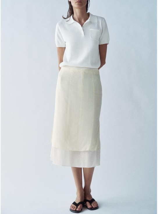Zara Dresses & Skirts - NWT Zara ZW Collection Combination Midi Skirt Ecru S